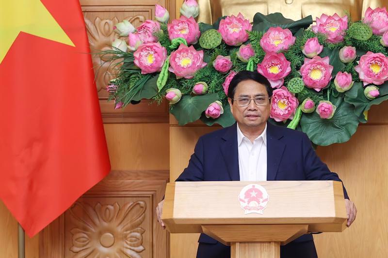 Prime Minister Pham Minh Chinh speaking at the conference. Photo: VGP