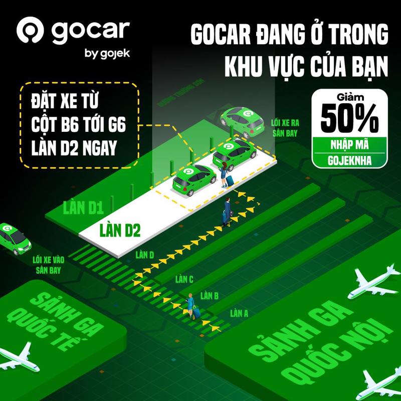 Khu vực đón xe GoCar tại sân bay Tân Sơn Nhất.