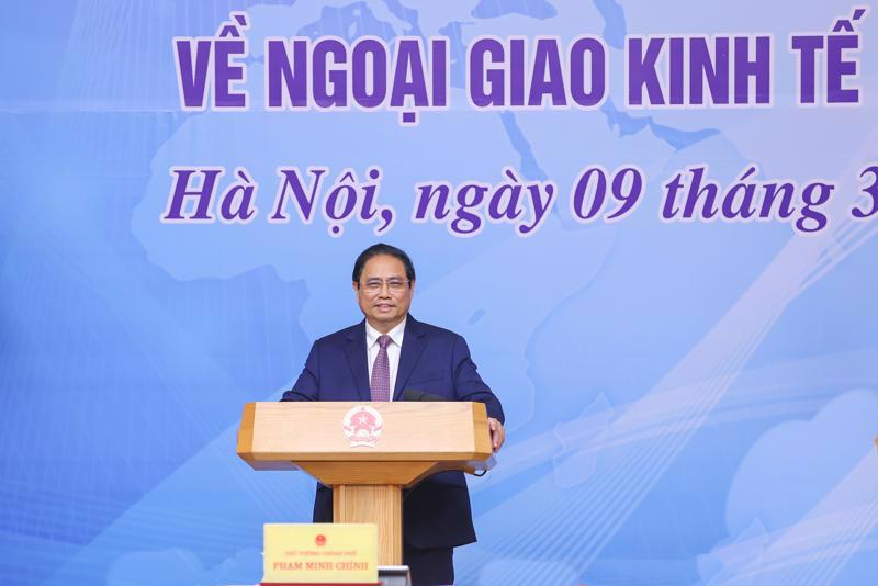 Prime Minister Pham Minh Chinh speaking at the conference. Photo: VGP