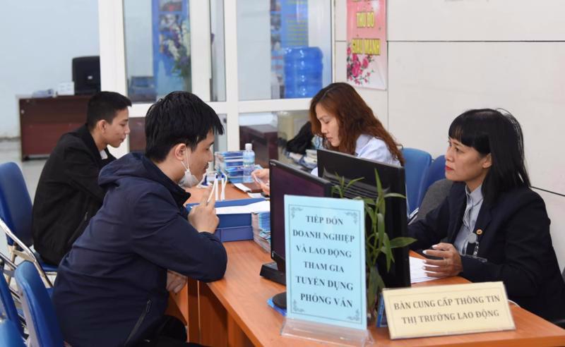 Potential employees at the job transaction session on March 9.