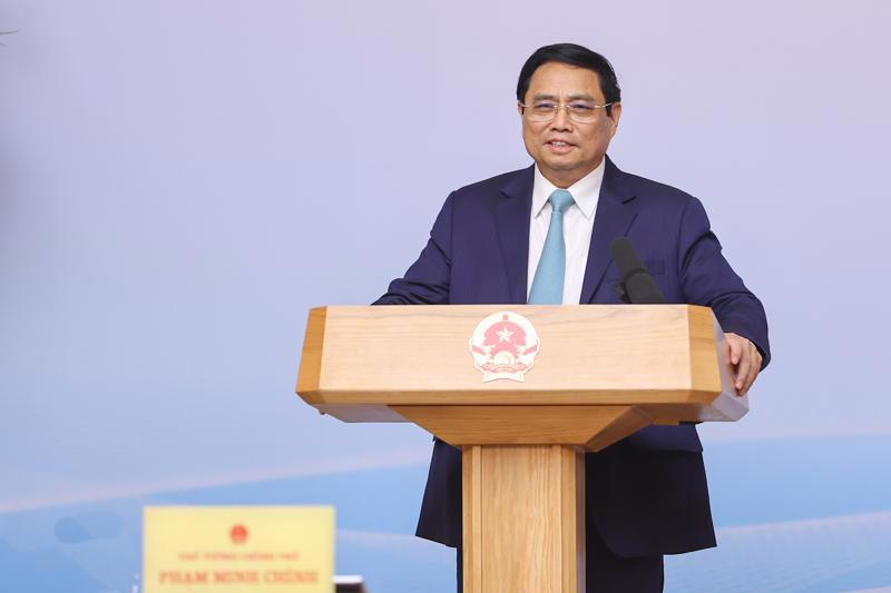 Prime Minister Pham Minh Chinh addressing the conference. Photo: VGP