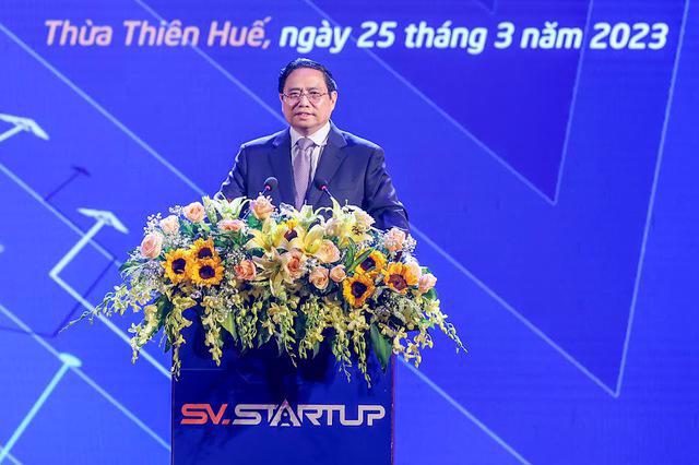 Prime Minister Pham Minh Chinh speaking at the event. Photo: VGP