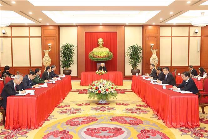 Party General Secretary Nguyen Phu Trong held phone talks with US President Joe Biden on March 29. Photo: VNA