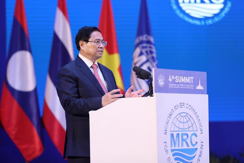 Prime Minister Pham Minh Chinh speaking at the Summit. Photo: VGP