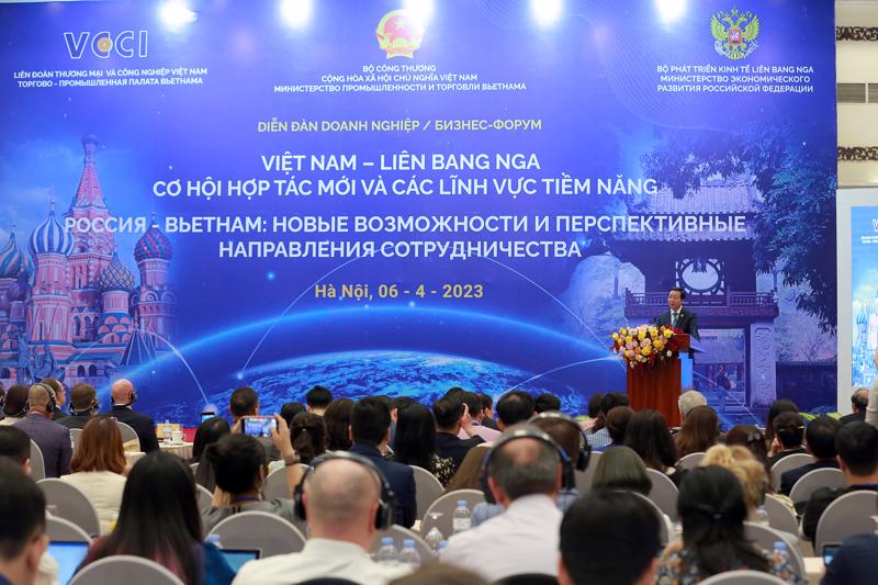  Diễn đàn Doanh nghiệp Việt Nam - Nga tại Hà Nội chiều 6/4 - Ảnh: VGP