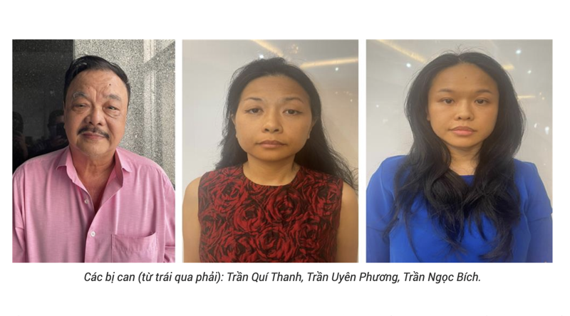 Tran Qui Thanh, Tran Uyen Phuong, and Tran Ngoc Bich (from left). Photo: Ministry of Public Security