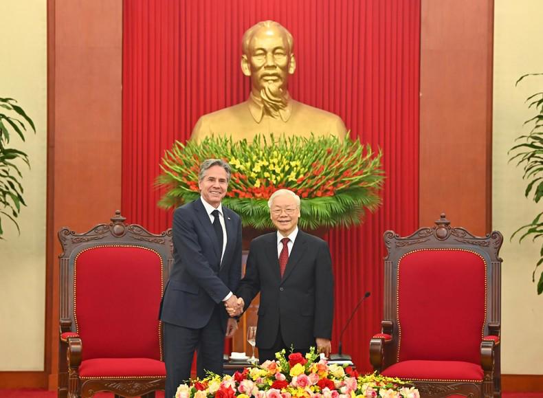 Tổng Bí thư Nguyễn Phú Trọng tiếp Ngoại trưởng Mỹ Antony Blinken - Ảnh: VGP