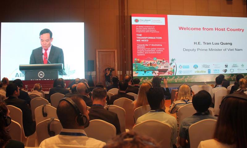 Deputy Prime Minister Tran Luu Quang speaking at the conference. 