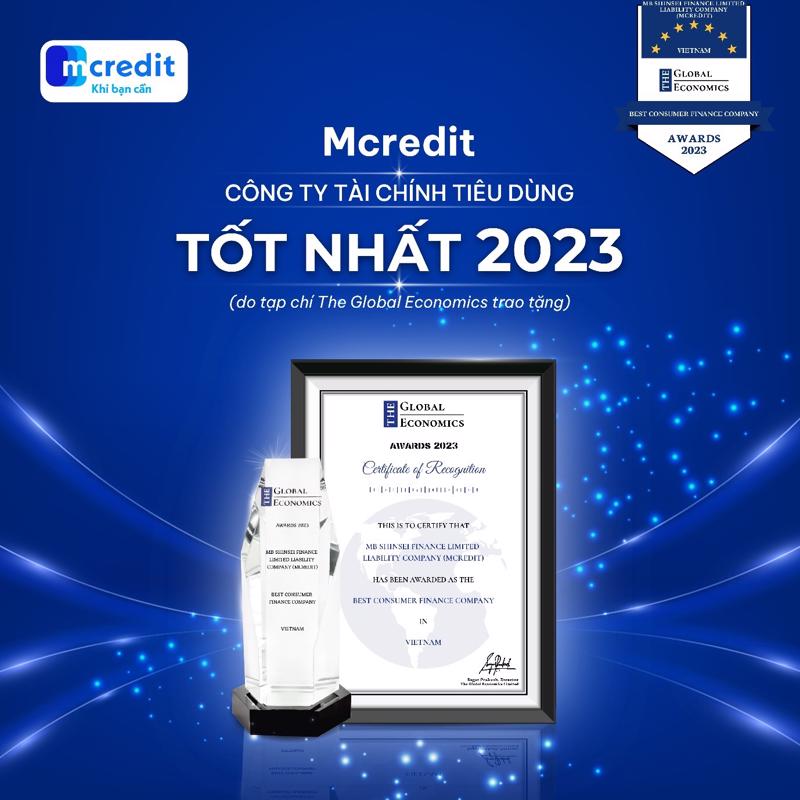 Mcredit vinh dự nhận giải thưởng “Công ty tài chính tiêu dùng tốt nhất 2023” (Nguồn: Mcredit).