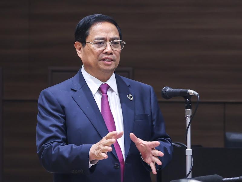 Thủ tướng Phạm Minh Chính phát biểu tại Tọa đàm Kinh doanh Việt Nam - Nhật Bản - Ảnh: VGP