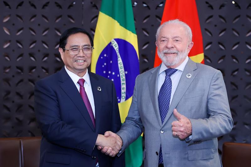 Thủ tướng Chính phủ Phạm Minh Chính và Tổng thống Brazil Lula Da Silva - Ảnh: VGP