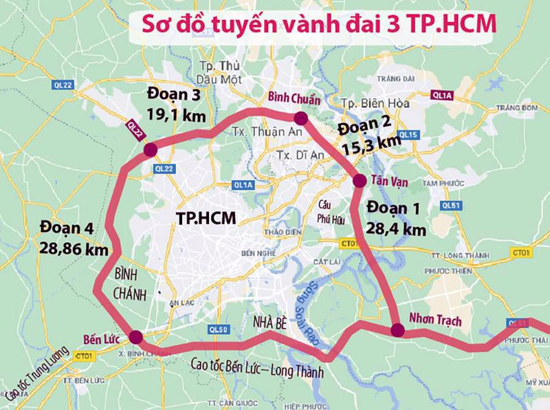 Dự án đường Vành đai 3 TP.HCM là tuyến huyết mạch mang tính chiến lược kết nối TP.HCM, Đồng Nai, Bình Dương, Long An và vùng Đông Nam Bộ.