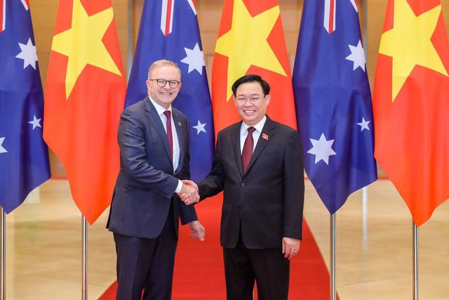 Chủ tịch Quốc hội Vương Đình Huệ hội kiến Thủ tướng Australia Anthony Albanese thăm chính thức Việt Nam. Ảnh - VGP.