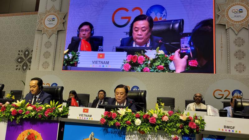 Minister of Agriculture and Rural Development Le Minh Hoan speaking at the G20 Agricultural Ministerial Meeting.