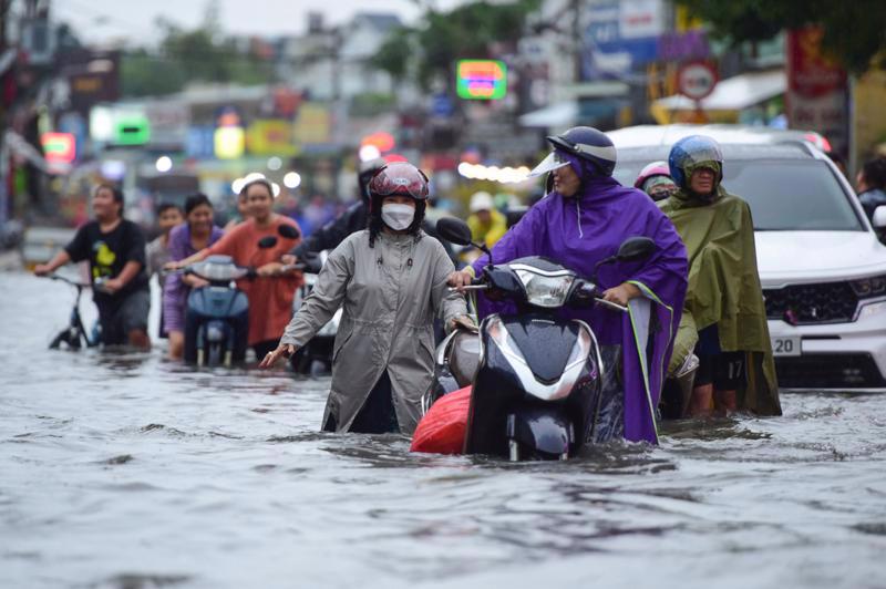 A street in Ho Chi Minh City after heavy rain. 