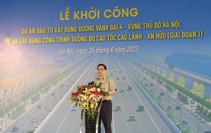 Prime Minister Pham Minh Chinh speaking at the breaking ground ceremony. Photo: VGP