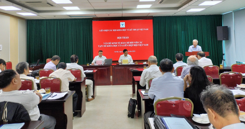 Hội thảo vấn đề kinh tế báo chí đối với các tạp chí Khoa học của Liên hiệp hội Việt Nam diễn ra vào sáng ngày 27/6/2023.