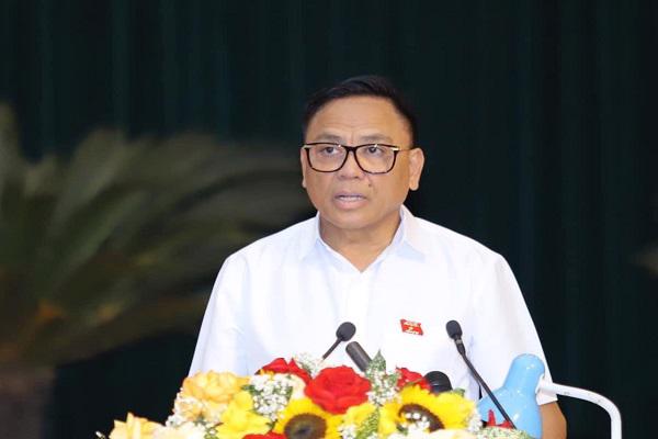 Ông Cao Tiến Đoan, Chủ tịch Hiệp hội doanh nghiệp tỉnh Thanh Hoá phát biểu tại phiên thảo luận ngày 11/7.