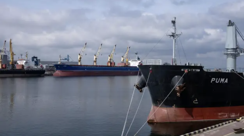 Những con tàu chở ngũ cốc ở cảng Odessa của Ukraine hôm 10/4/2023 - Ảnh: Getty/CNBC.