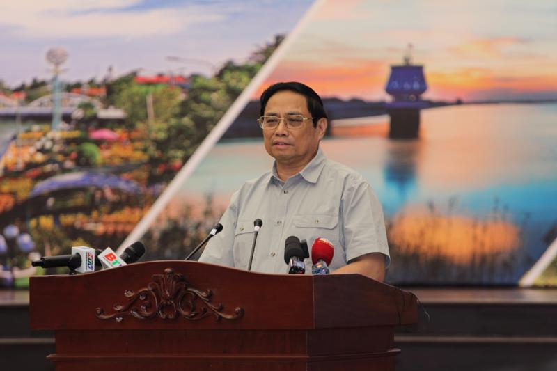 Thủ tướng Chính phủ Phạm Minh Chính, Chủ tịch Hội đồng điều phối Vùng Đông Nam Bộ phát biểu tại hội nghị thành lập Hội đồng điều phối Vùng Đông Nam Bộ sáng ngày 18/7.