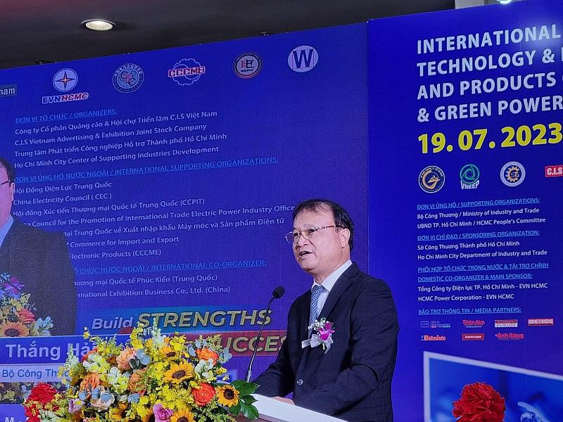 Thứ trưởng Bộ Công Thương Đỗ Thắng Hải phát biểu khai mạc Vietnam ETE 2023 và Enertec Expo 2023 sáng 19/7 tại SECC.