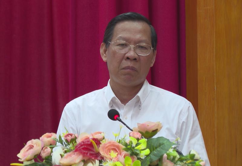 Chủ tịch UBND TP.HCM Phan Văn Mãi phát biểu tại hội nghị sơ kết công tác thuế 6 tháng đầu năm, triển khai nhiệm vụ 6 tháng cuối năm 2023 chiều 19/7.