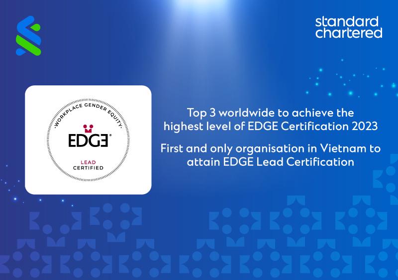 Standard Chartered has been awarded EDGE LEAD certification. Source: Standard Chartered Bank