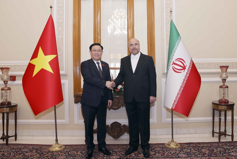 Chủ tịch Quốc hội Vương Đình Huệ hội đàm với Chủ tịch Quốc hội Iran Mohammad Bagher Ghalibaf.