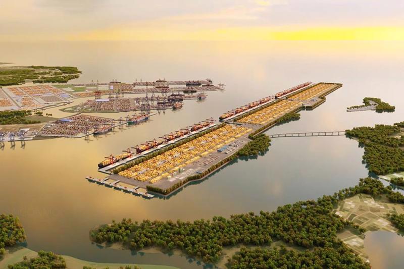 A rendering of the Can Gio International Container Transshipment Port.