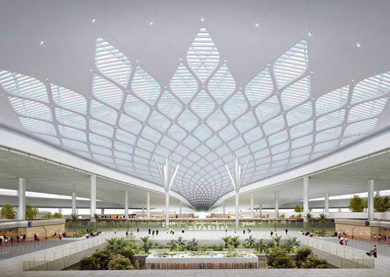 A rendering of the passenger terminal at Long Thanh International Airport.