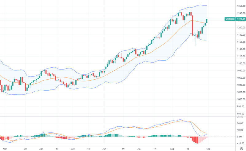 VN-Index phục hồi tích cực tuần cuối tháng 8 và đang hướng tới đỉnh cao cũ.