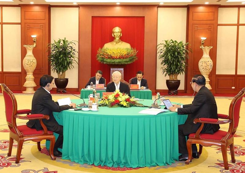 Tổng Bí thư Nguyễn Phú Trọng phát biểu tại cuộc gặp. Ảnh: TTXVN.