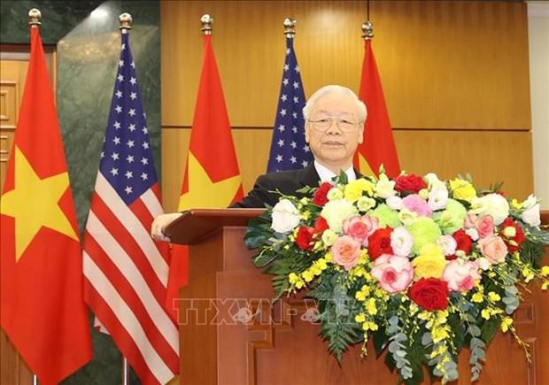 General Secretary of the Communist Party of Vietnam Central Committee Nguyen Phu Trong at the meeting with the press. (Photo: VNA)