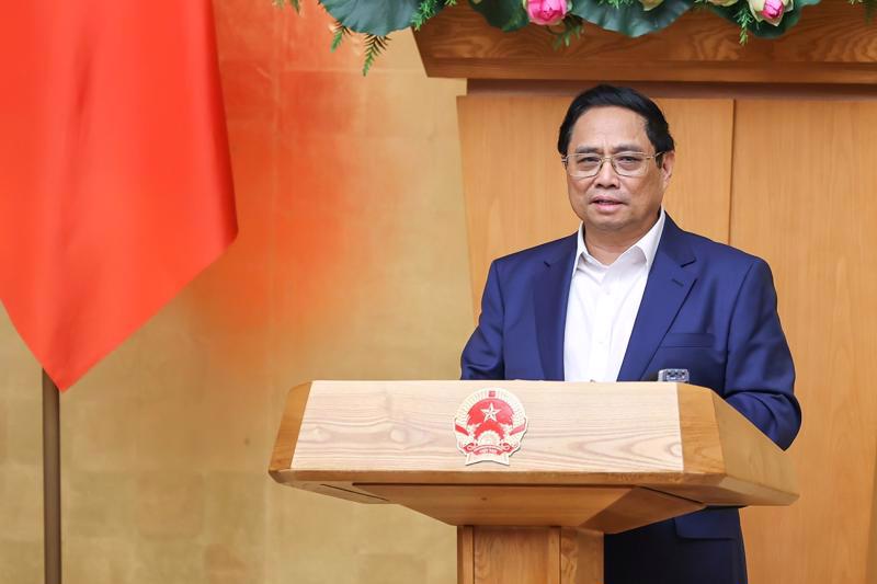 Prime Minister Pham Minh Chinh at the meeting. Photo: VGP