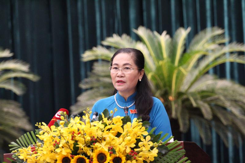 Chủ tịch HĐND TP.HCM Nguyễn Thị Lệ phát biểu khai mạc kỳ họp thứ 11 của HĐND TP.HCM khóa X sáng 19/9 - Ảnh: TN