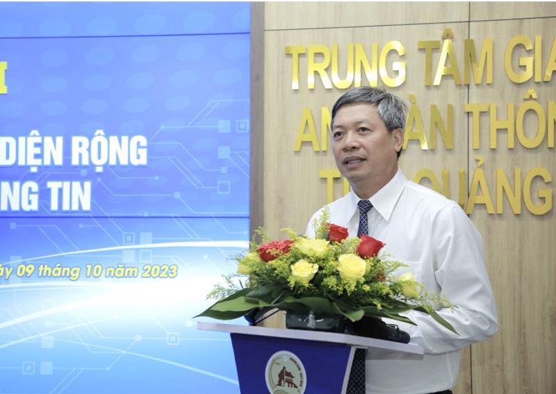Phó Chủ tịch UBND tỉnh Quảng Nam Hồ Quang Bửu phát biểu tại Lễ khánh thành và đưa vào vận hành Trung tâm tích hợp dữ liệu tỉnh. 