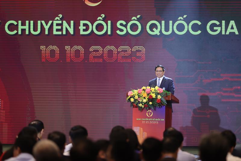 Prime Minister Pham Minh Chinh speaking at the event. Photo: VGP