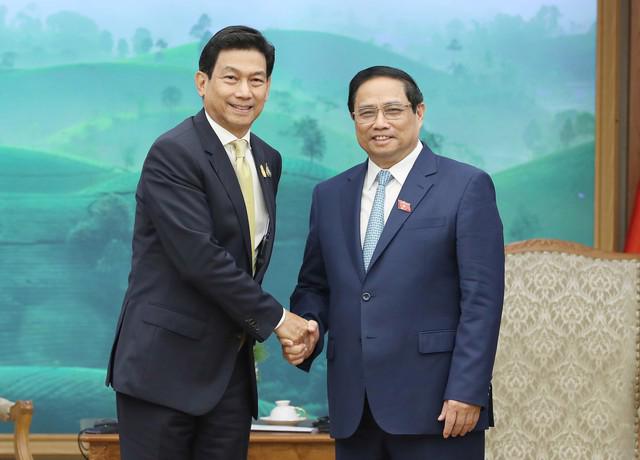 Prime Minister Pham Minh Chinh receives Thai Deputy Prime Minister and Foreign Minister Parnpree Bahiddha-Nukara. Photo: VGP