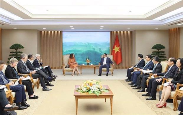 Prime Minister Pham Minh Chinh receives World Bank Country Director in Vietnam Carolyn Turk in Hanoi on October 27. (Photo: VNA)