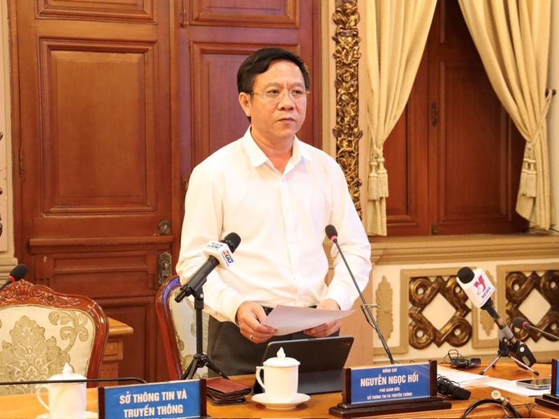 Phó Giám đốc Sở Thông tin và Truyền thông TP.HCM Nguyễn Ngọc Hồi tại họp báo tình hình kinh tế - xã hội thường kỳ tháng 10 do UBND TP.HCM.