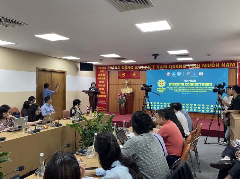 Họp báo Diễn đàn Mekong Connect 2023 sáng 8/11 tại Sở Công Thương TP.HCM.