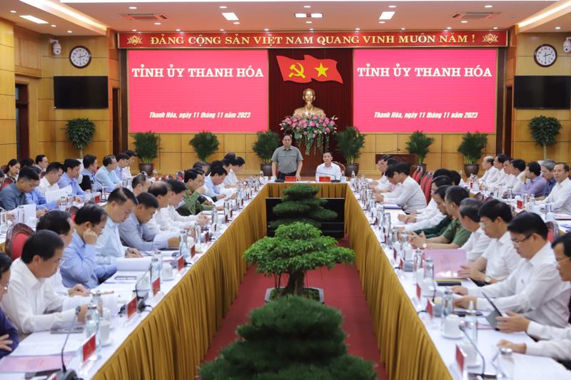 Thủ tướng Chính phủ Phạm Minh Chính và Đoàn công tác Trung ương đã làm việc với Ban Thường vụ Tỉnh ủy Thanh Hóa. 