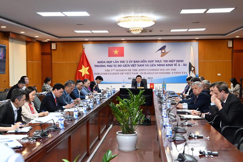 Cuộc họp trực tuyến Khóa họp lần thứ V Ủy ban Hỗn hợp thực thi Hiệp định thương mại tự do giữa Việt Nam và Liên minh Kinh tế Á - Âu.