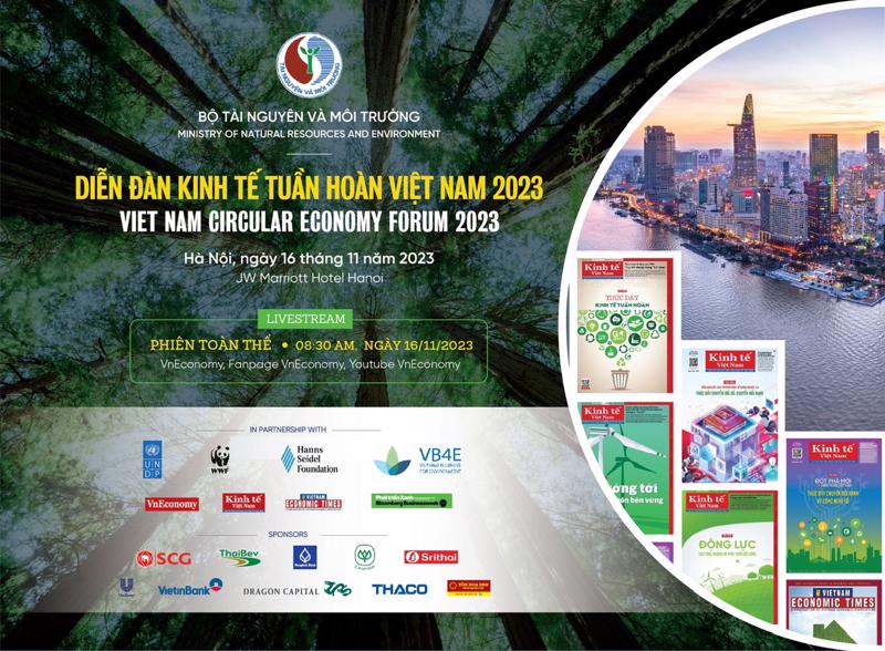 Diễn đàn kinh tế tuần hoàn 2023 sẽ diễn ra vào ngày 16/11/2023 tại Hà Nội.