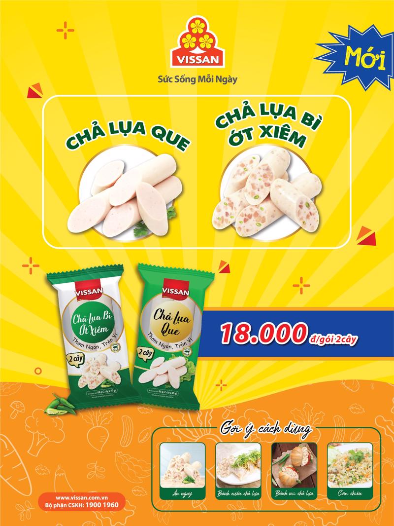 Công ty Cổ phần Việt Nam Kỹ nghệ Súc sản VISSAN đã nghiên cứu phát triển và cho ra mắt sản phẩm mới “Chả Lụa Que và Chả Lụa Bì Ớt Xiêm”.