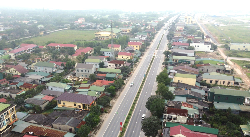 Một góc thị trấn Ái Tử, huyện Triệu Phong nhìn từ trên cao
