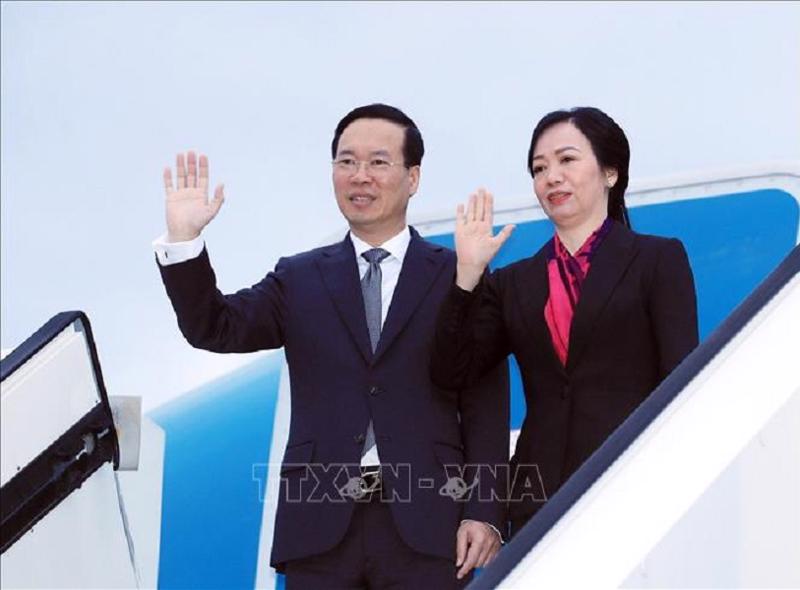 Chủ tịch nước Võ Văn Thưởng và Phu nhân rời tỉnh Fukuoka, kết thúc tốt đẹp chuyến thăm chính thức Nhật Bản. Ảnh: TTXVN.