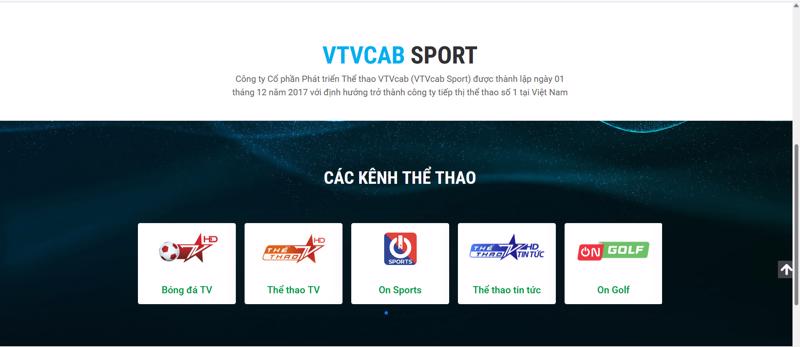 Trang web của Công ty Phát triển Thể thao VTVcab.