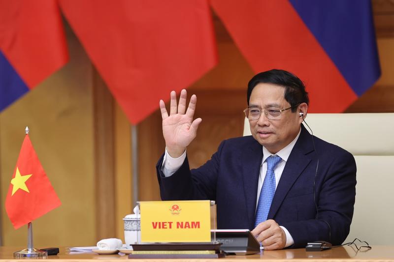 Thủ tướng Phạm Minh Chính khẳng định Chính phủ Việt Nam luôn coi trọng và sẽ tiếp tục cùng Trung Quốc và các nước Mekong thúc đẩy hợp tác Mekong-Lan Thương ngày càng phát triển mạnh mẽ, hiệu quả và bền vững. Ảnh:VGP.