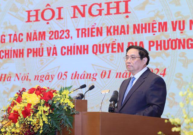 Prime Minister Pham Minh Chinh addresses the meeting. Photo: VGP